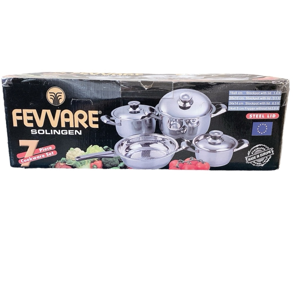 BNIB FEVVARE 7 Piece Stainless Steel Cookware Set